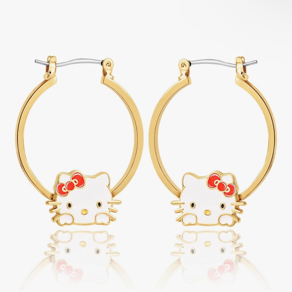 🆕 Hello Kitty Hoop Earrings for Women Official License,